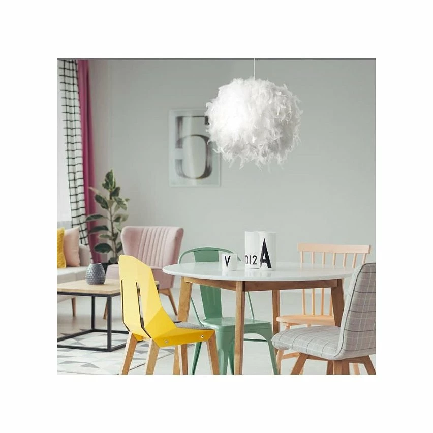 Meilleure vente đ„ Paris prix PLUME Suspension - Armature : Ă26 cm - Avec plume environ Ă36 cm - Blanche - E14 40W non fournie â€ïž â Image 3