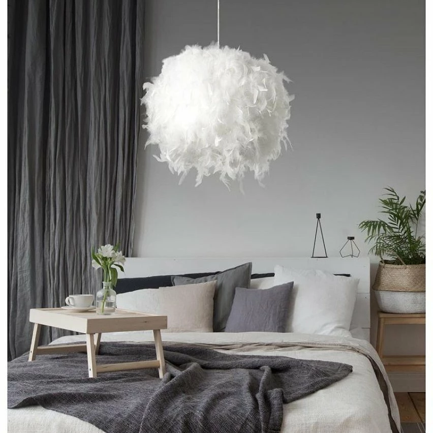 Meilleure vente đ„ Paris prix PLUME Suspension - Armature : Ă26 cm - Avec plume environ Ă36 cm - Blanche - E14 40W non fournie â€ïž â Image 6