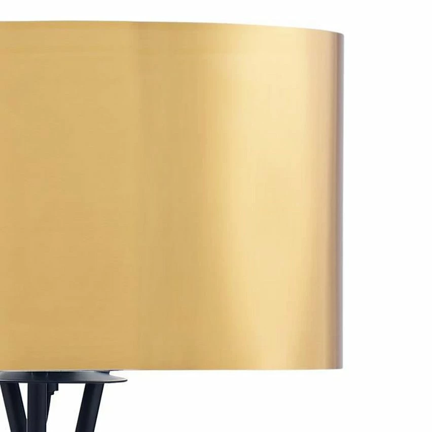 Bon marché 😀 Paris prix Lampadaire Trépied Métal Noir - Abat jour Doré et Chromé - D 34 x H 140 cm ✔️ – Image 5