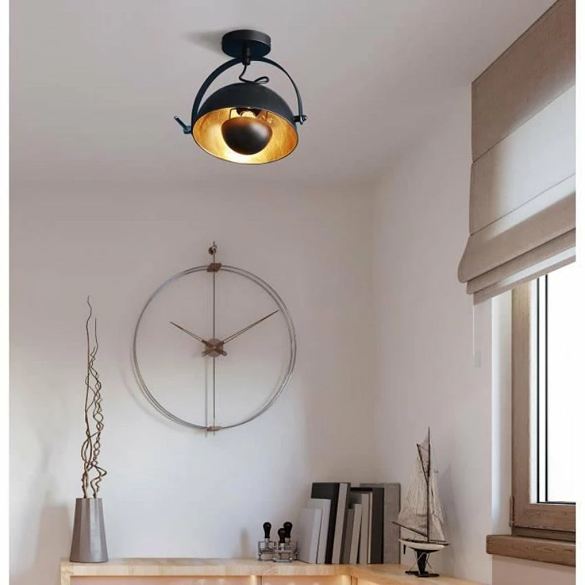 Le moins cher 👏 Paris prix Plafonnier en métal style Industriel orientable - H 29 x Ø 31 cm - Noir 💯 – Image 4