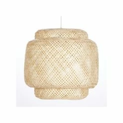 Sortie ✨ Paris prix BALI Suspension bambou - Armature Ø 40 x H 35 cm - Hauteur fil 115 cm - E27 60W ⭐