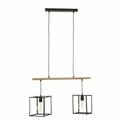 Promo 🔔 Atmosphera Suspension métal 2 lampes Sideo noir L70 💯