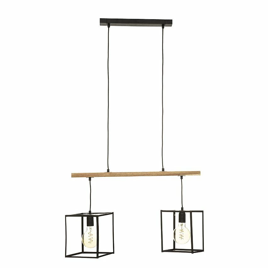 Promo 🔔 Atmosphera Suspension métal 2 lampes Sideo noir L70 💯