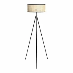 Sortie 🔥 Ostaria Lampadaire métal bambou Yuca noir H150 ✨