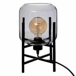 Grosses soldes ⭐ Atmosphera Lampe à Poser en Verre "Rob" 34cm Noir 🥰