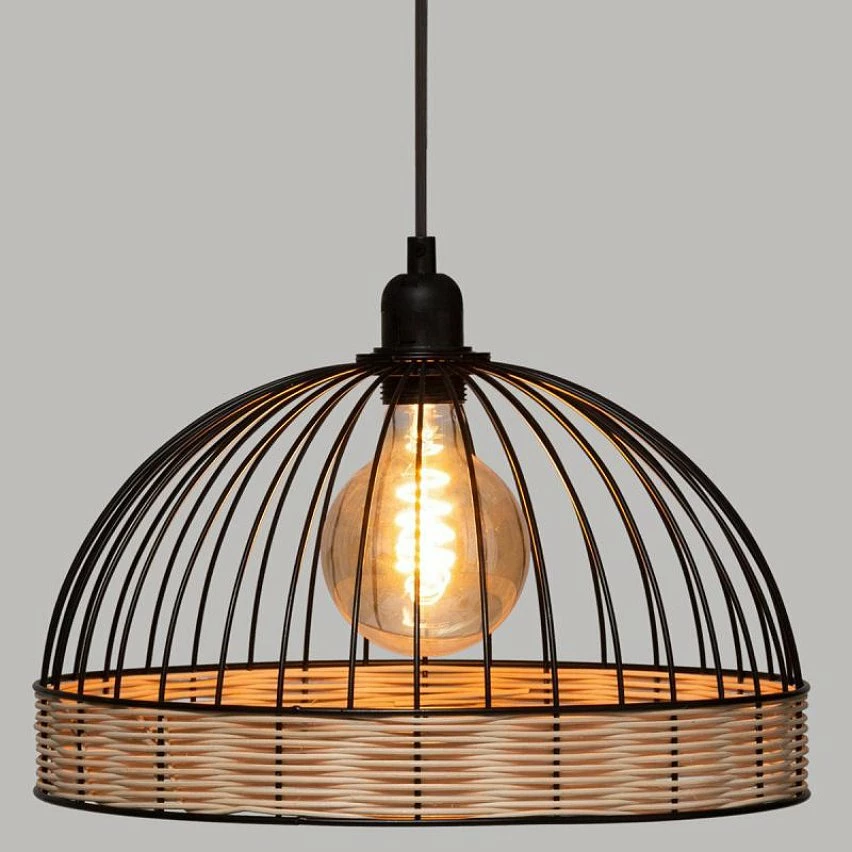 Meilleure affaire ⌛ Atmosphera Lampe Suspension Rotin & Métal "Suwa" 35cm Noir 🧨 – Image 3