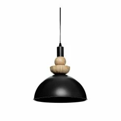 Remise 🔔 Atmosphera Luminaire Suspension en Métal Bleu et Bois D 31 cm ⌛