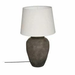 Grosses soldes ✔️ Atmosphera Lampe Ailen en Céramique Marron et Abat-jour Blanc cassé H 60 cm ❤️
