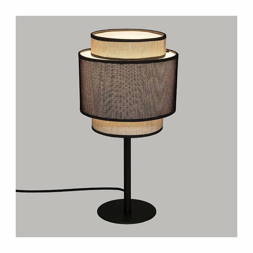 Coupon ❤️ Atmosphera Lampe à poser en Métal et Abat-jour Lin & Noir H 39.5 cm 👏 – Image 2