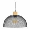 Remise ⌛ Atmosphera Luminaire Suspension en Métal Noir et Bois D 30 cm 🧨