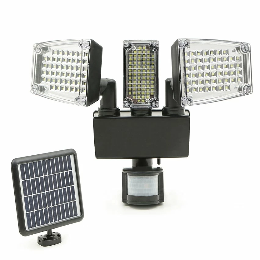 Meilleur prix đ„° IDMARKET Projecteur solaire 3 tĂȘtes 178 LED dĂ©tecteur de mouvement đ