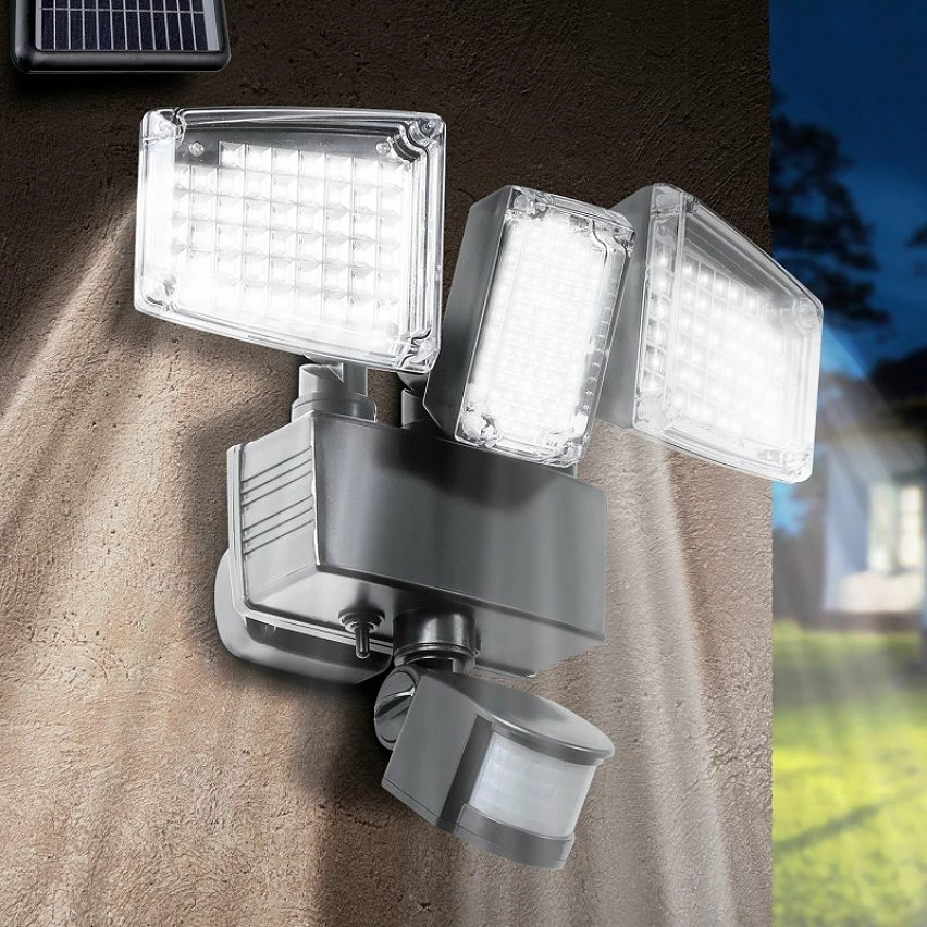 Meilleur prix đ„° IDMARKET Projecteur solaire 3 tĂȘtes 178 LED dĂ©tecteur de mouvement đ â Image 2