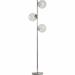 Remise ✨ Altobuy ESPHERA - Lampadaire Argenté 3 Boules Verre Diam. 19 cm 🧨
