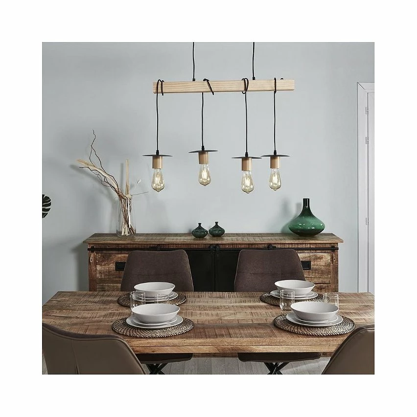 Top 10 đ Altobuy MAGELAN - Suspension en Bois et MĂ©tal Noir 4 Ampoules đ â Image 2