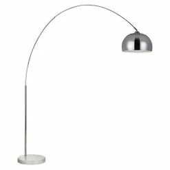 Le moins cher 😍 Altobuy FEDHA - Lampadaire en Métal Arc XXL Chromé Socle Marbre Blanc ❤️