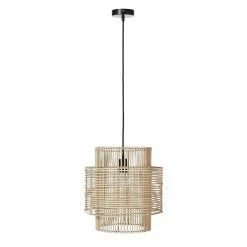 Budget 🛒 Altobuy CALAMUS - Suspension Abat-jour en Rotin Naturel 😍