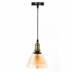 Top 10 💯 Paris prix Lampe Suspension en Verre "Entonnoir" 18cm Ambre ❤️