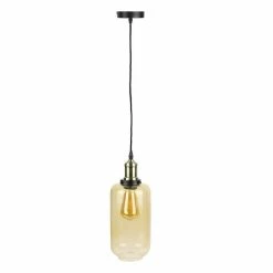 Le moins cher 🔔 The Home Deco Factory Lampe Suspension en Verre "Bouteille" 28cm Gris 🥰