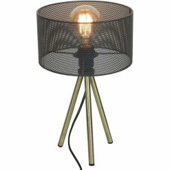 Coupon ✨ The Home Deco Light Lampe à poser en métal perforé sur trépied 22 x 38.5 cm ⌛