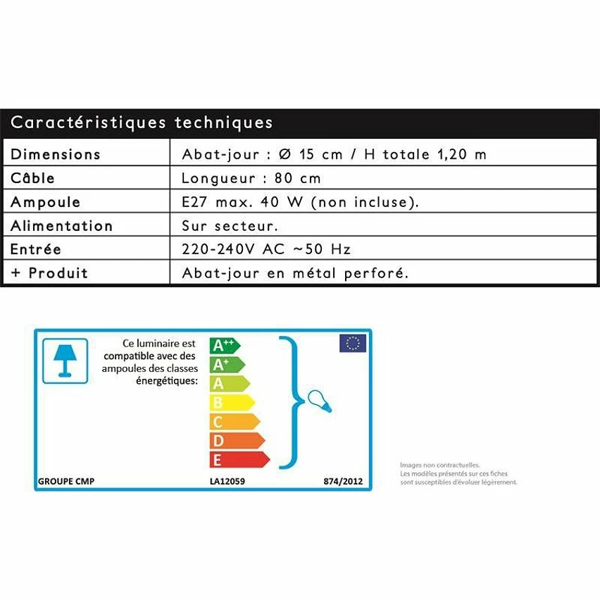 De gros đ The Home Deco Light Lampe Suspension Design "Cylindre" 24cm Gris đ â Image 3