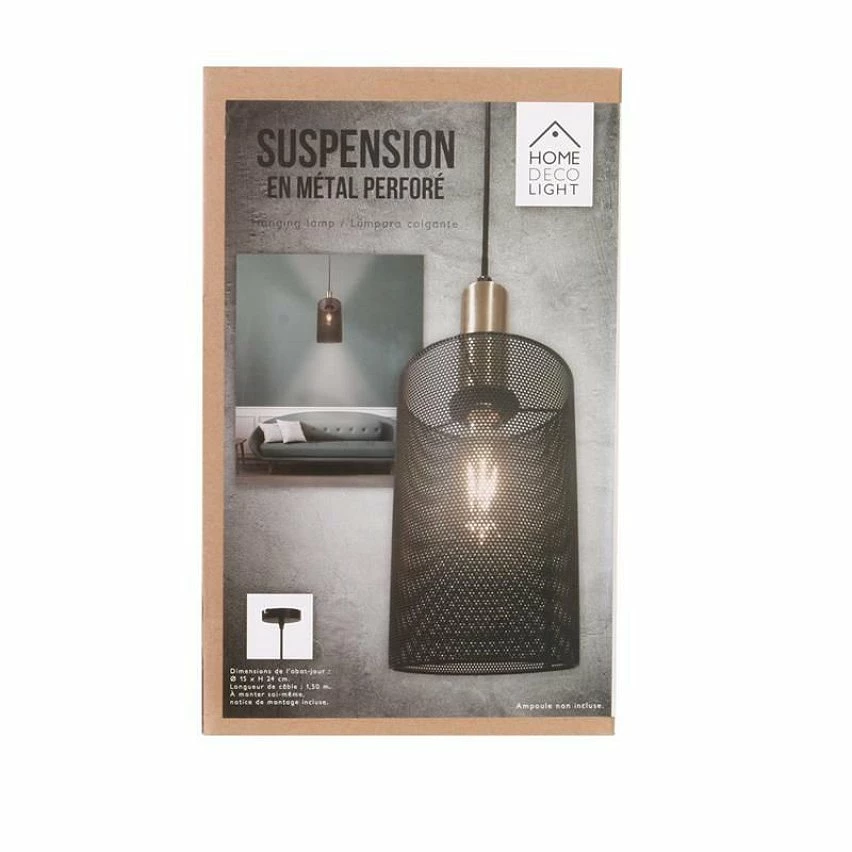 De gros đ The Home Deco Light Lampe Suspension Design "Cylindre" 24cm Gris đ â Image 4