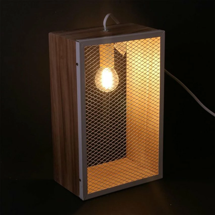 Tout neuf 👏 Paris prix Lampe à Poser Bois & Métal "Cadre" 29cm Blanc & Naturel 💯 – Image 4