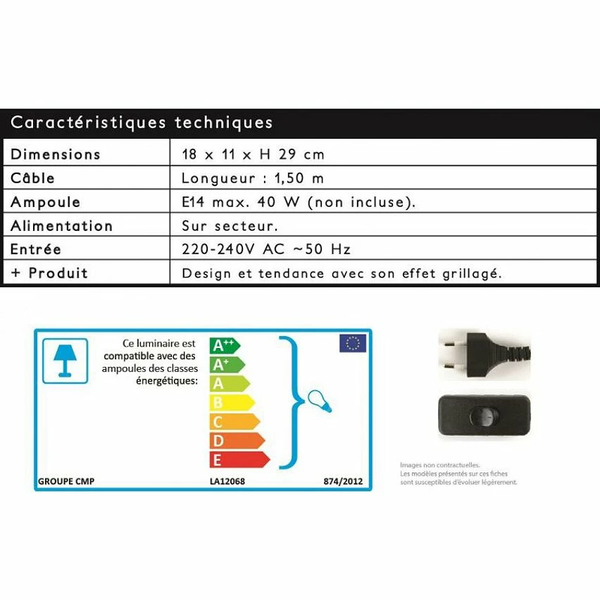 Tout neuf 👏 Paris prix Lampe à Poser Bois & Métal "Cadre" 29cm Blanc & Naturel 💯 – Image 6