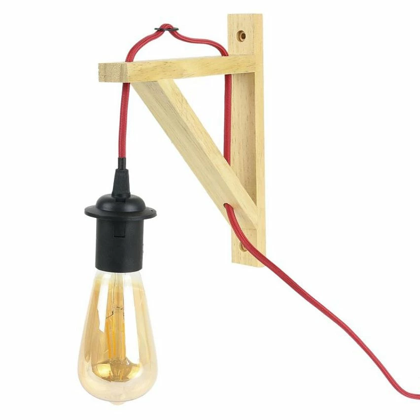 Grosses soldes ⭐ The Home Deco Light Lampe Murale en Bois "Fact" 22cm Naturel & Rouge 😉