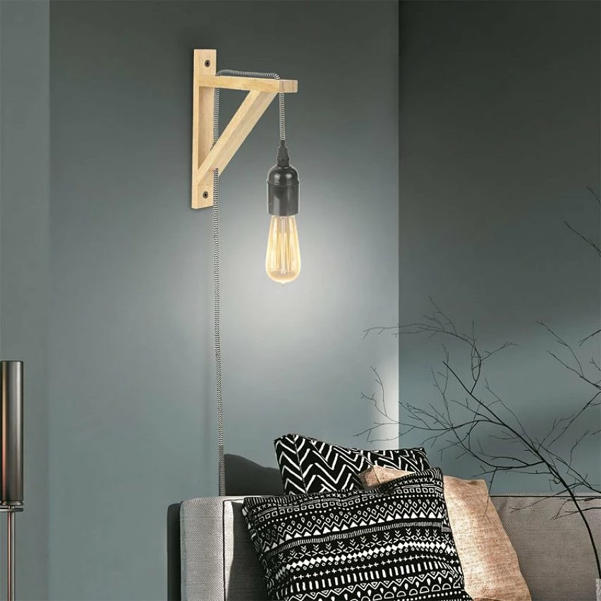 Grosses soldes ⭐ The Home Deco Light Lampe Murale en Bois "Fact" 22cm Naturel & Rouge 😉 – Image 9