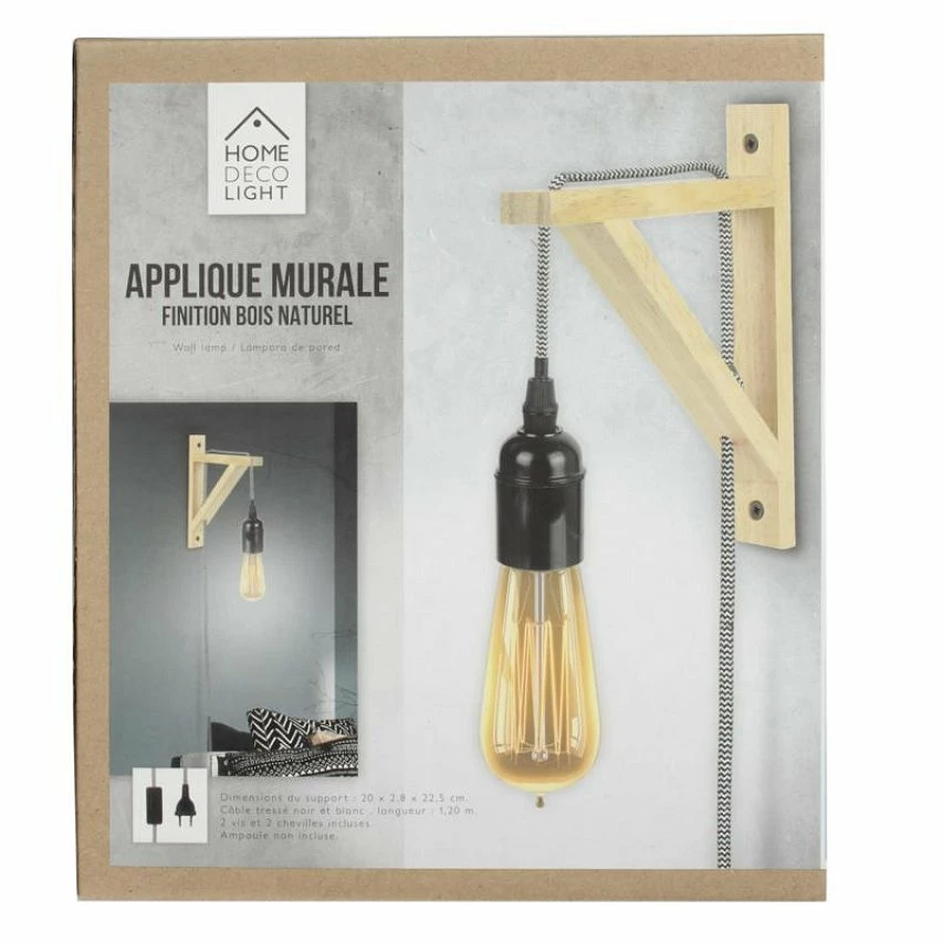Grosses soldes ⭐ The Home Deco Light Lampe Murale en Bois "Fact" 22cm Naturel & Rouge 😉 – Image 10