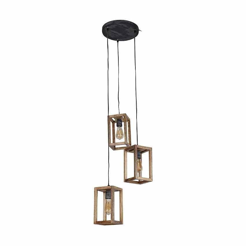 Nouveau đŻ Lampea Suspension contemporaine en bois de manguier 3 lampes Ă©tagĂ©es Rudy đ