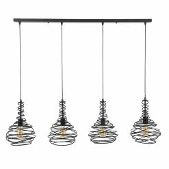 Sortie 😉 Lampea Suspension industrielle en métal noir 5 x Ø 25 cm Harrisson 🔔