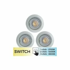 Meilleur prix ❤️ Paris prix Lot de 3 Spots Encastrés "Interrupteur" 9cm Blanc 😍