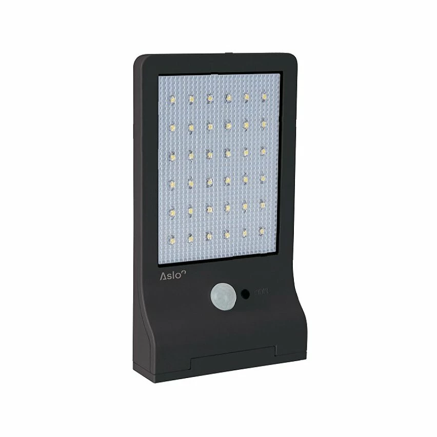 De gros đ Lampe LED Solaire 3W 370 lumens 6000K LI ION Applique exterieure noir avec dĂ©tection ASLO đ