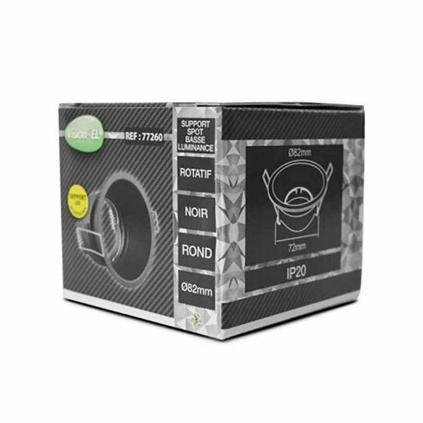 Meilleur prix 🧨 Miidex Support de Spot Encastrable Rond Basse Luminance Ø82mm Noir 🥰 – Image 4