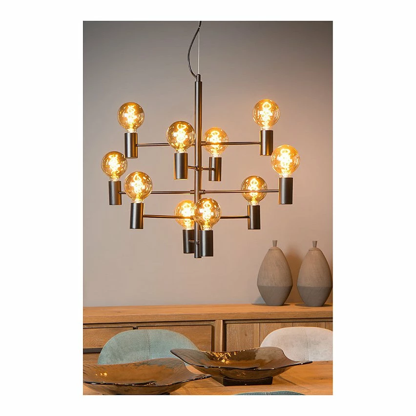 Coupon đ„ Lampea Suspension industrielle 10xE27 en mĂ©tal Sloan đ