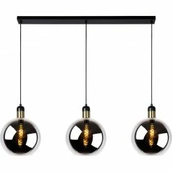 Vente flash 🧨 Lampea Suspension sphérique 3 lampes en verre fumé Lius ❤️