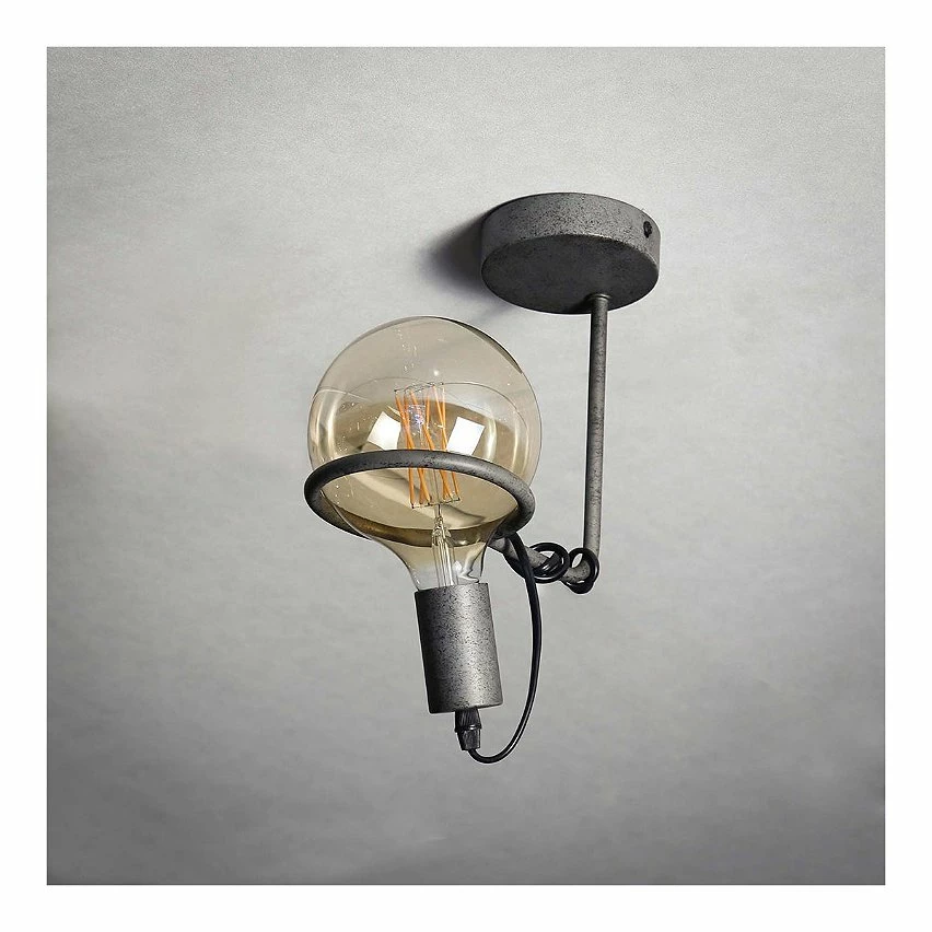 Bon marché 🔔 Lampea Plafonnier industriel en métal gris Calvin 😍 – Image 3