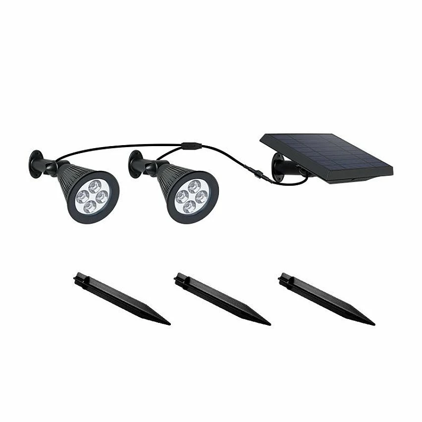 Sortie 😉 Lumisky Double spot solaire relié FAMILY SPIKY Noir Plastique 100LM ⌛ – Image 2