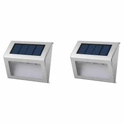 Meilleur prix 😍 Lumisky Lot de 2 projecteurs solaires 2x WALLY W8 Blanc Acier H10cm 😍