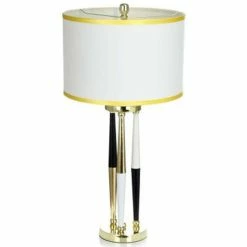 Offres 🤩 Paris prix Lampe à Poser Design "Paralla" 76cm Blanc & Or 😀
