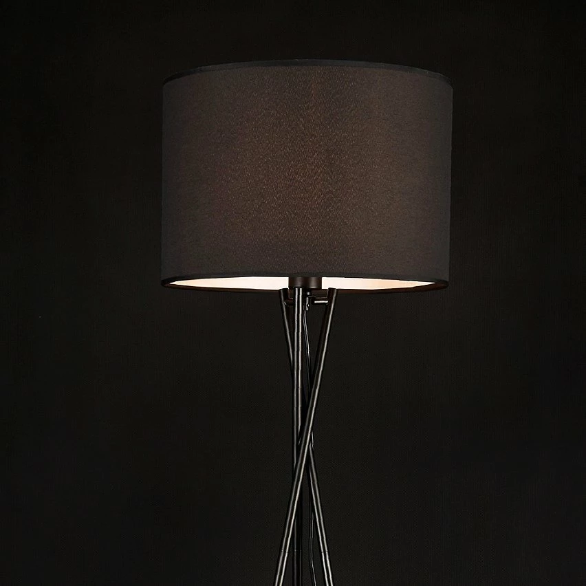 Coupon 🤩 Lampadaire Trépied Moderne Lampe sur Pied Design E27 Métal Tissu Hauteur 154 cm Noir lux.pro ⌛ – Image 7