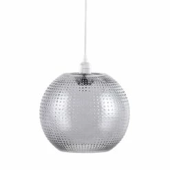 Promo 😉 Paris prix Lampe Suspension en Verre "Saturne" 23cm Gris & Blanc 🔔