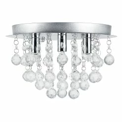 Tout neuf 🎁 [lux.pro] Luminaire Suspendu Plafonnier Métal et Cristal Artistique Chrome Argent 3 x G9 ø 28 cm 😀