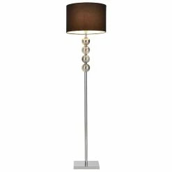 Le moins cher 🥰 [lux.pro] Lampadaire Lampe à Pied Métal Poli Tissu Chrome Noir 155 cm 😍