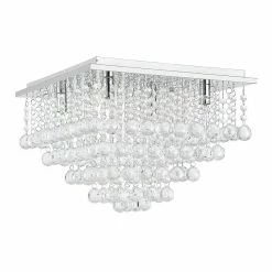 Coupon 🎁 [lux.pro] Plafonnier Lampe de Plafond Aluminium Cristal Artistique Chrome et Blanc 38 x 38 cm 🛒