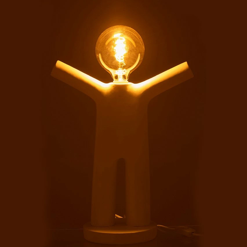 Promo đ€© Paris prix Lampe Bonhomme en RĂ©sine Blanche đ â Image 2
