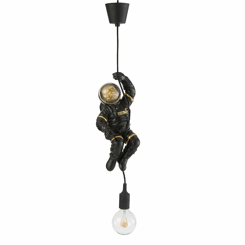 Tout neuf đ Jolipa Lustre singe astronaute en rĂ©sine noire 37 cm đ â Image 2