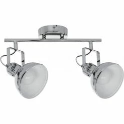 Promo ⭐ Britop Plafonnier Spot Métal 2 Têtes "Edit" 39cm Chrome ⌛