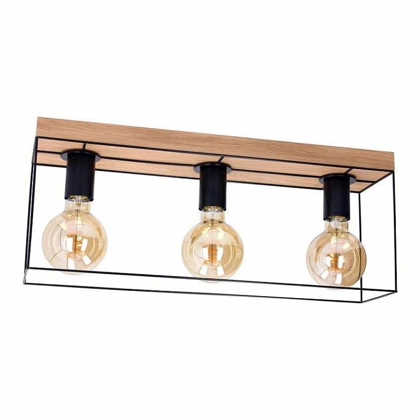 Offres đ Paris prix Plafonnier Design 3 TĂȘtes "Gretter" 35cm ChĂȘne HuilĂ© đ